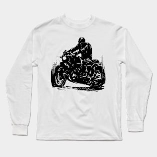 abstract stencil art biker and motorcycle Long Sleeve T-Shirt